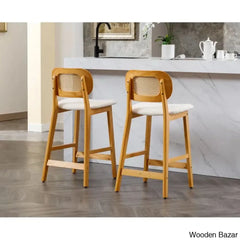 Azaraho Swivel Solid Wood 25.5āā Counter And Bar Stool (Set Of 2)