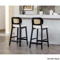 Azaraho Swivel Solid Wood 25.5āā Counter And Bar Stool (Set Of 2)