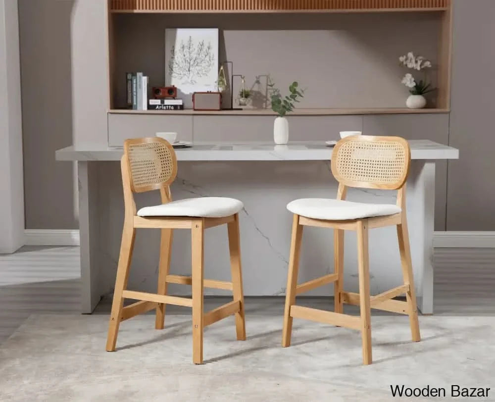 Azaraho Swivel Solid Wood 25.5āā Counter And Bar Stool (Set Of 2)