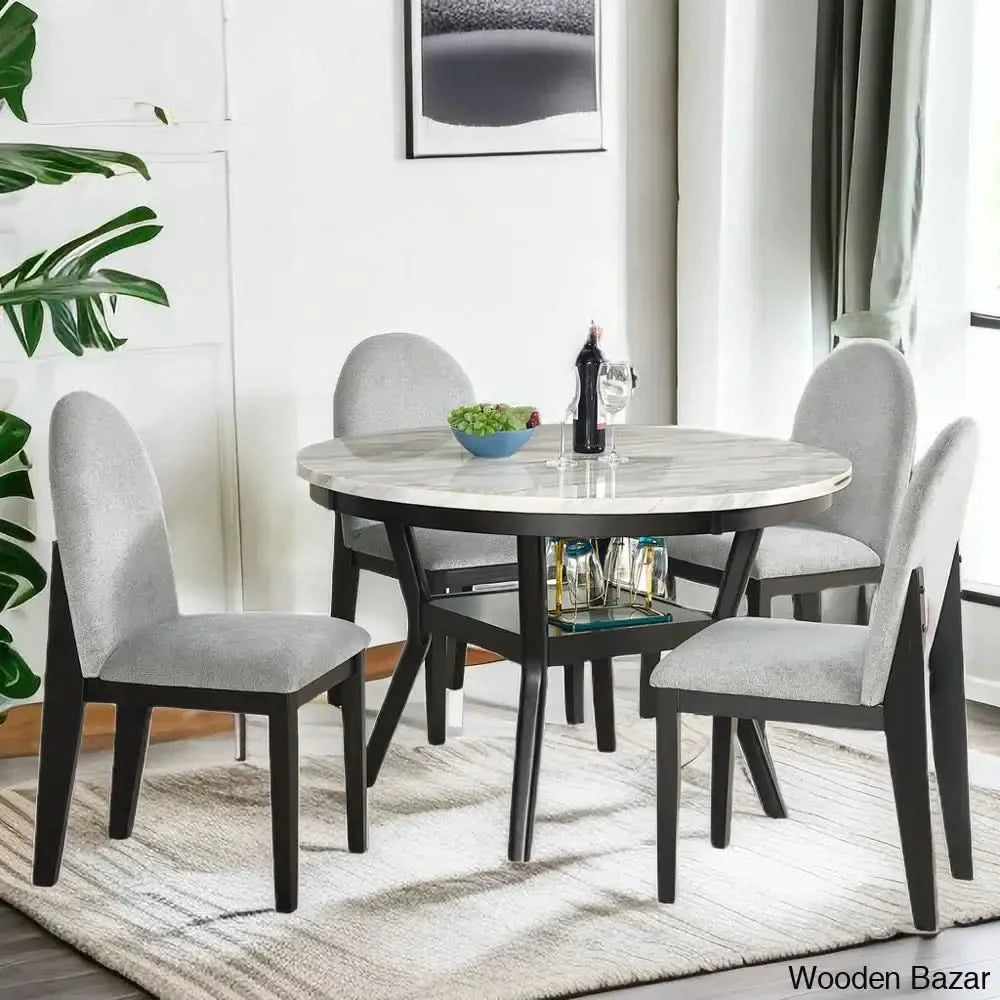 Azortie Best 4 Seater Dining Set With Round Dining Table | 4