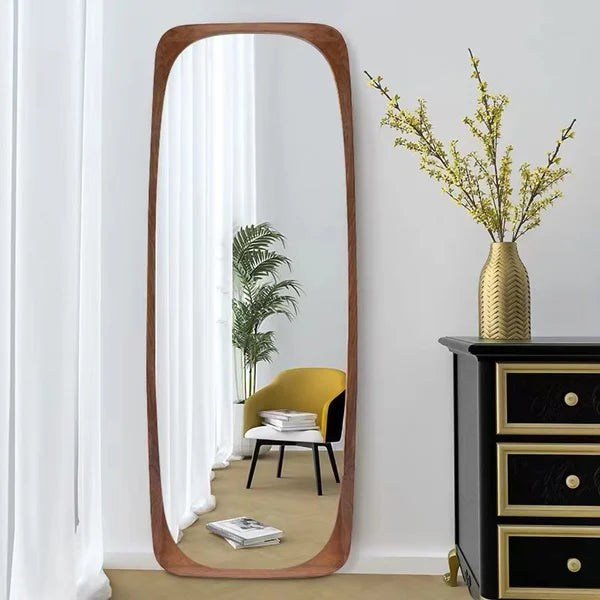 Boho Arch Full Length Floor Mirror Rattan Standing Mirror Wood Frame 67 x  29