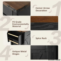 Babajide Wood Kitchen Cart Trolley Cart Cabinet Kitchen Island With Storage