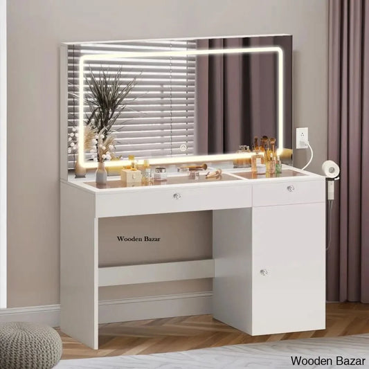 Balconera 47’’ Vanity Dressing Table With Led Light Mirror & Power Outlets