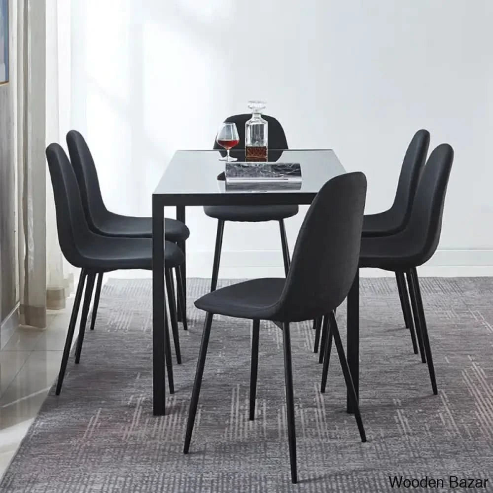 Ballentine 4&6 Seater Beautiful Glass Top Dining Table Set - Wooden Bazar