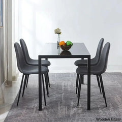 Ballentine 4&6 Seater Beautiful Glass Top Dining Table Set - Wooden Bazar