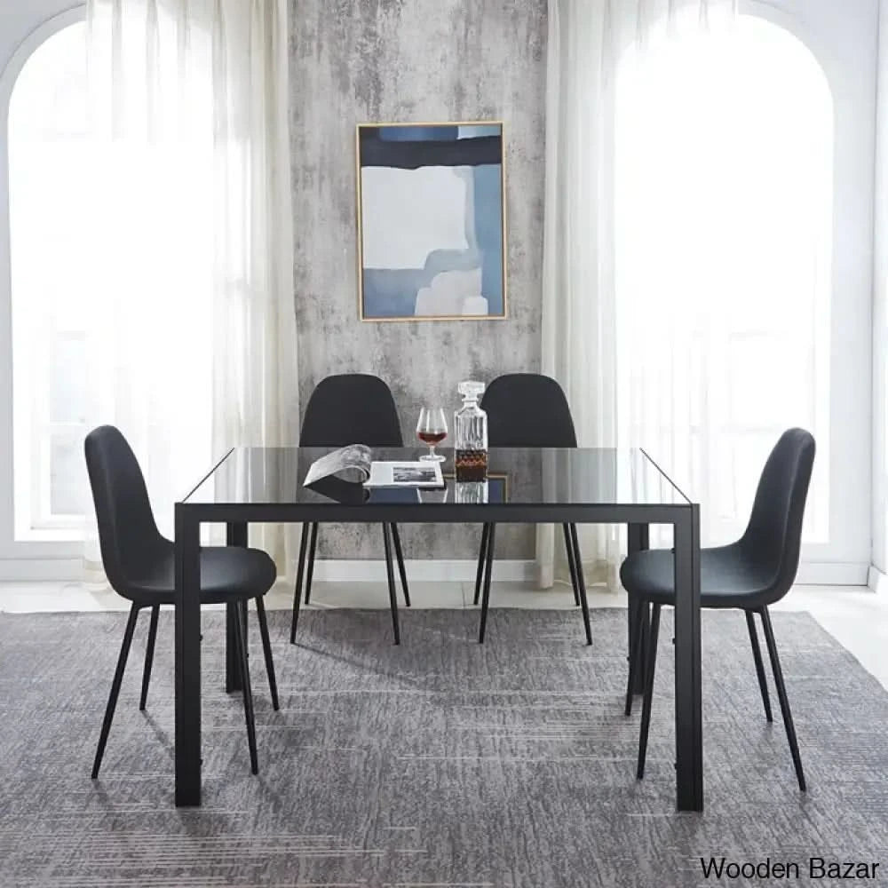 Ballentine 4&6 Seater Beautiful Glass Top Dining Table Set - Wooden Bazar