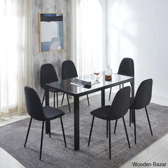Ballentine 4&6 Seater Beautiful Glass Top Dining Table Set - Wooden Bazar 6 / Black