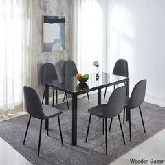 Ballentine 4&6 Seater Beautiful Glass Top Dining Table Set - Wooden Bazar 6 / Gray