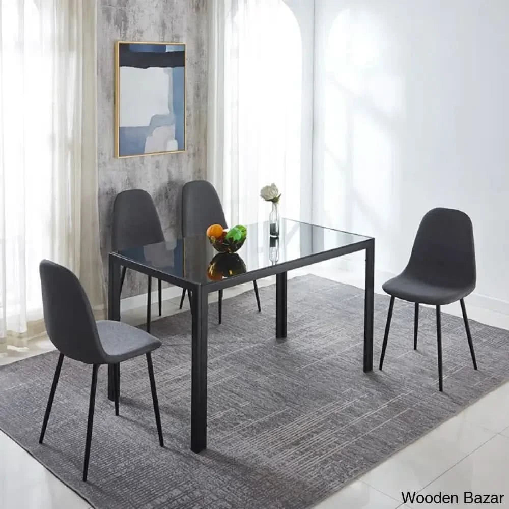 Ballentine 4&6 Seater Beautiful Glass Top Dining Table Set - Wooden Bazar 4 / Gray