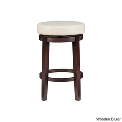 Barre Solid Wood Faux Leather Swivel Counter & Bar Stool