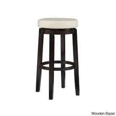 Barre Solid Wood Faux Leather Swivel Counter & Bar Stool