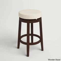 Barre Solid Wood Faux Leather Swivel Counter & Bar Stool