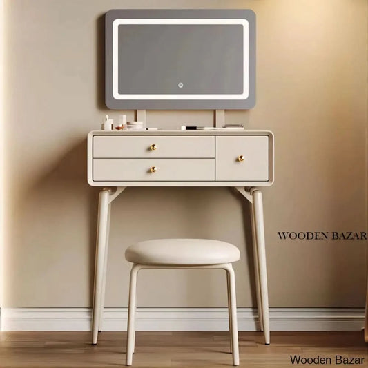 Basya Vanity Dressing Table With Lighted Mirror And Stool