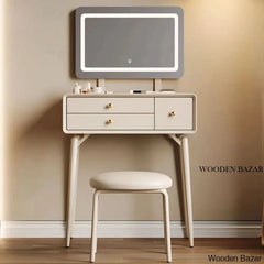 Basya Vanity Dressing Table With Lighted Mirror And Stool