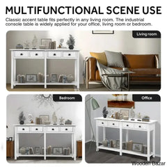 Batotana 59’’ Rustic Distressed Console Table With 4 Drawers And Shelf Entryway Sofa