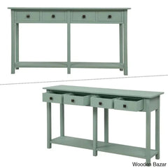 Batotana 59’’ Rustic Distressed Console Table With 4 Drawers And Shelf Entryway Sofa