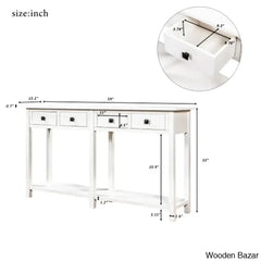 Batotana 59’’ Rustic Distressed Console Table With 4 Drawers And Shelf Entryway Sofa