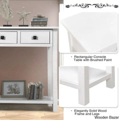 Batotana 59’’ Rustic Distressed Console Table With 4 Drawers And Shelf Entryway Sofa