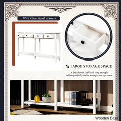 Batotana 59’’ Rustic Distressed Console Table With 4 Drawers And Shelf Entryway Sofa
