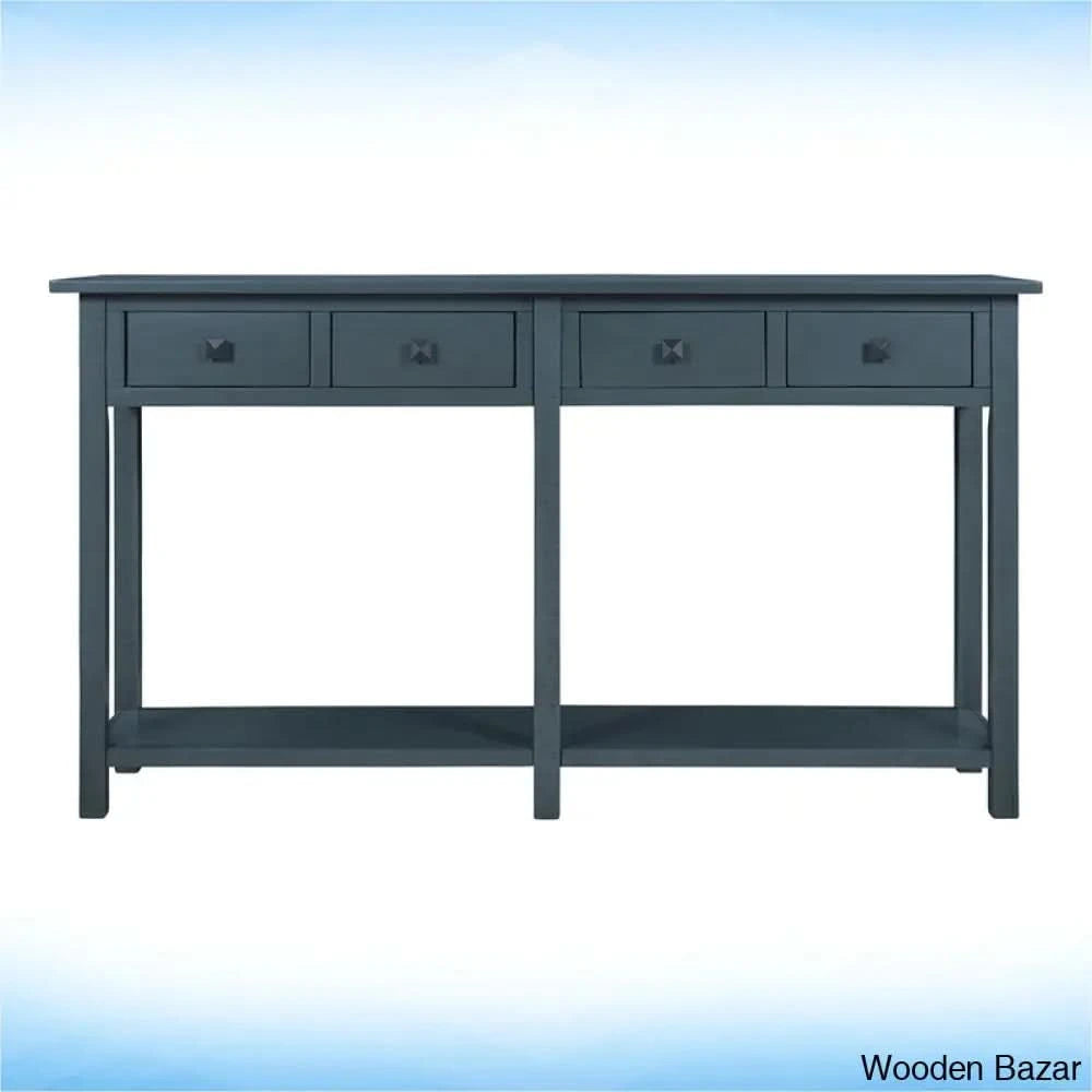 Batotana 59’’ Rustic Distressed Console Table With 4 Drawers And Shelf Entryway Sofa