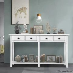 Batotana 59’’ Rustic Distressed Console Table With 4 Drawers And Shelf Entryway Sofa