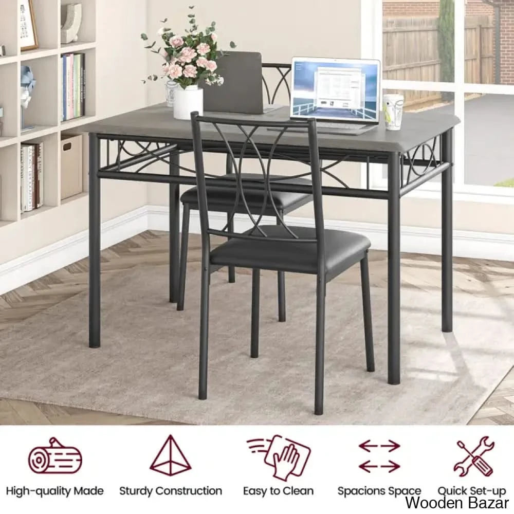 Bayard New 4 Seater Dining Set With Upholstered Chair (Set Of 5)