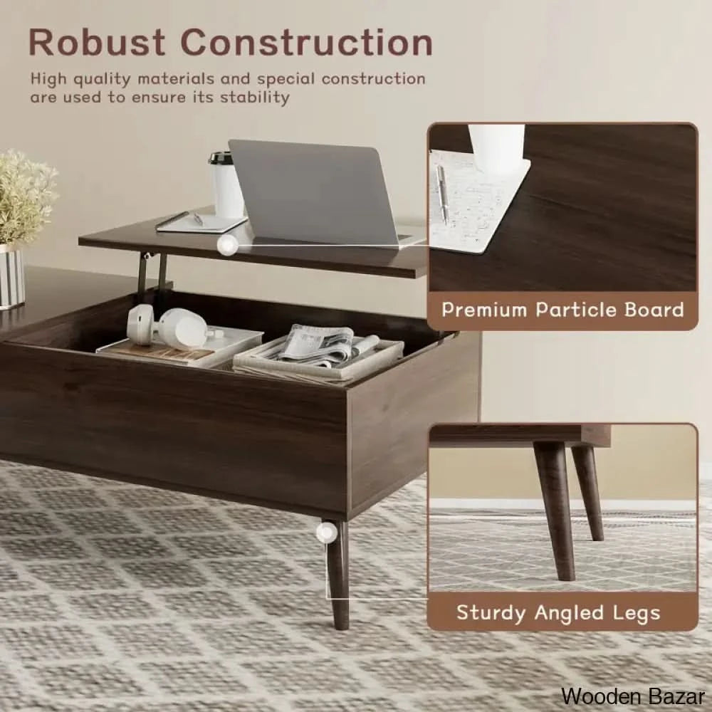Berry Lift Top Extendable 4 Legs Coffee And Center Table With Storage