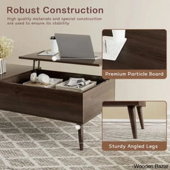 Berry Lift Top Extendable 4 Legs Coffee And Center Table With Storage