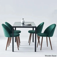 Blaan 4 Seater Glass Top Dining Set - Wooden Bazar