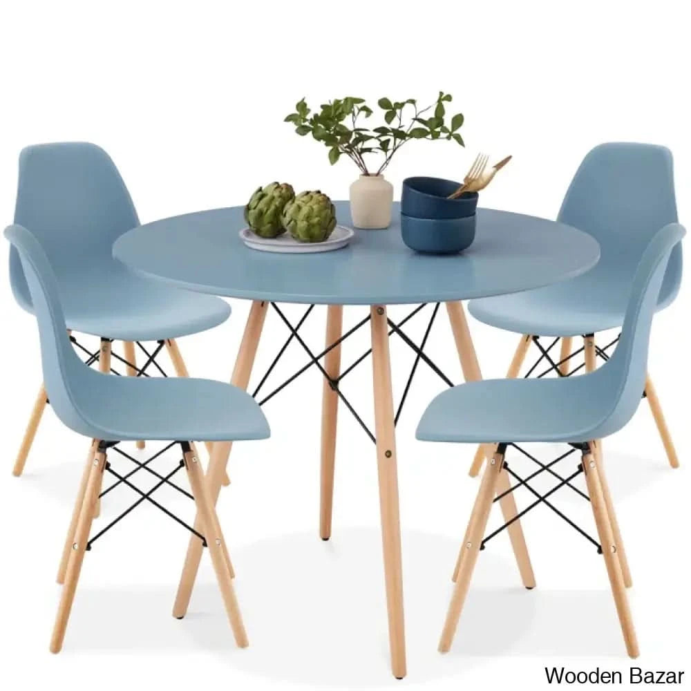 Blaine 4 Seater Stylish Dining Table Set - Wooden Bazar Light Cyan
