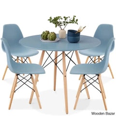Blaine 4 Seater Stylish Dining Table Set - Wooden Bazar Light Cyan