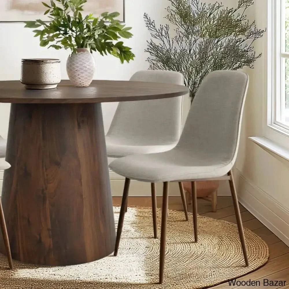 Bornet Royal 4 Seater Round Pedestal Dining Table Set