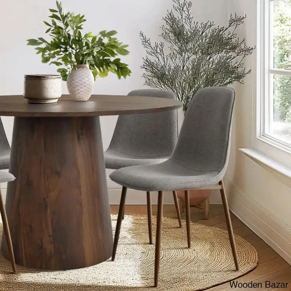 Bornet Royal 4 Seater Round Pedestal Dining Table Set