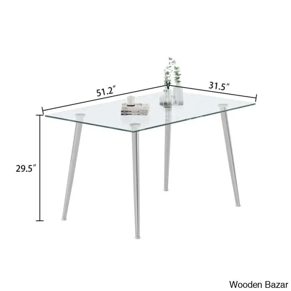 Brawley 4 & 8 Seater Dining Table Set In Glass Top