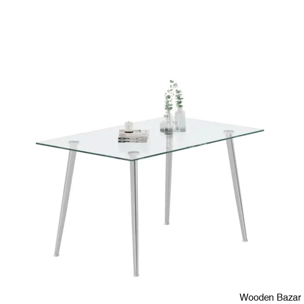 Brawley 4 & 8 Seater Dining Table Set In Glass Top
