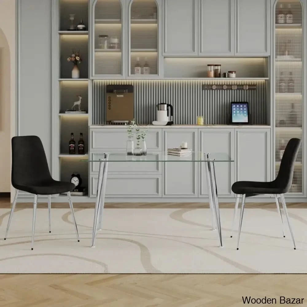 Brawley 4 & 8 Seater Dining Table Set In Glass Top