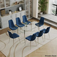 Brawley 4 & 8 Seater Dining Table Set In Glass Top