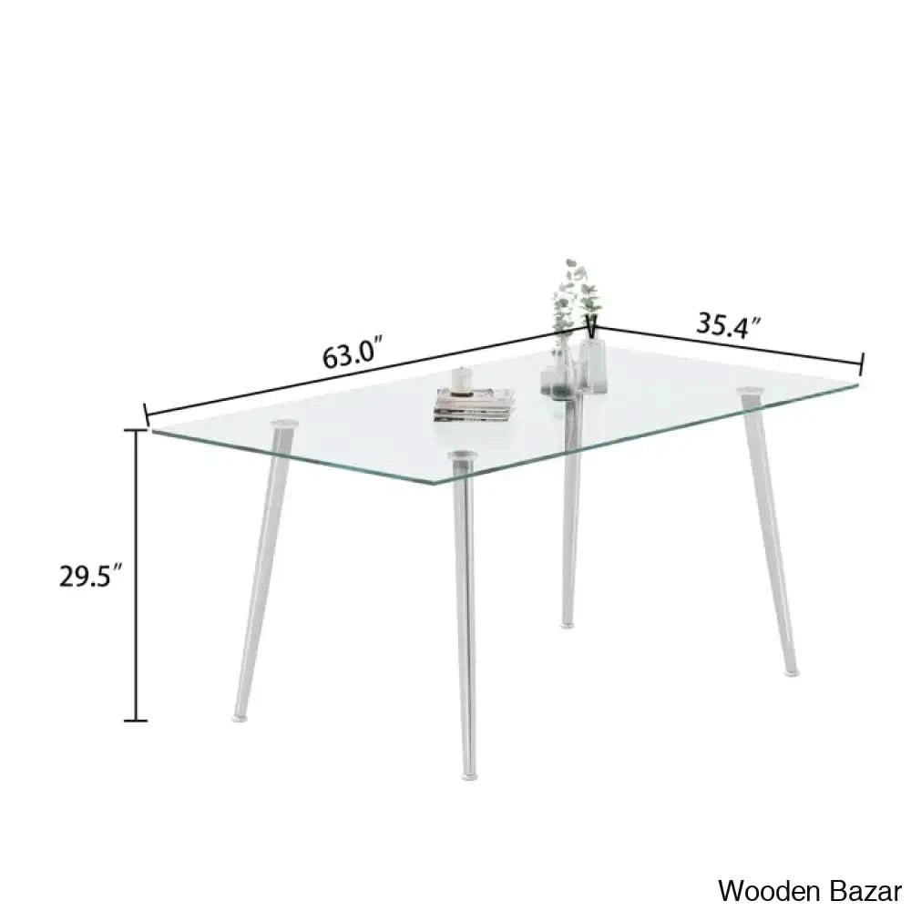 Brawley 4 & 8 Seater Dining Table Set In Glass Top