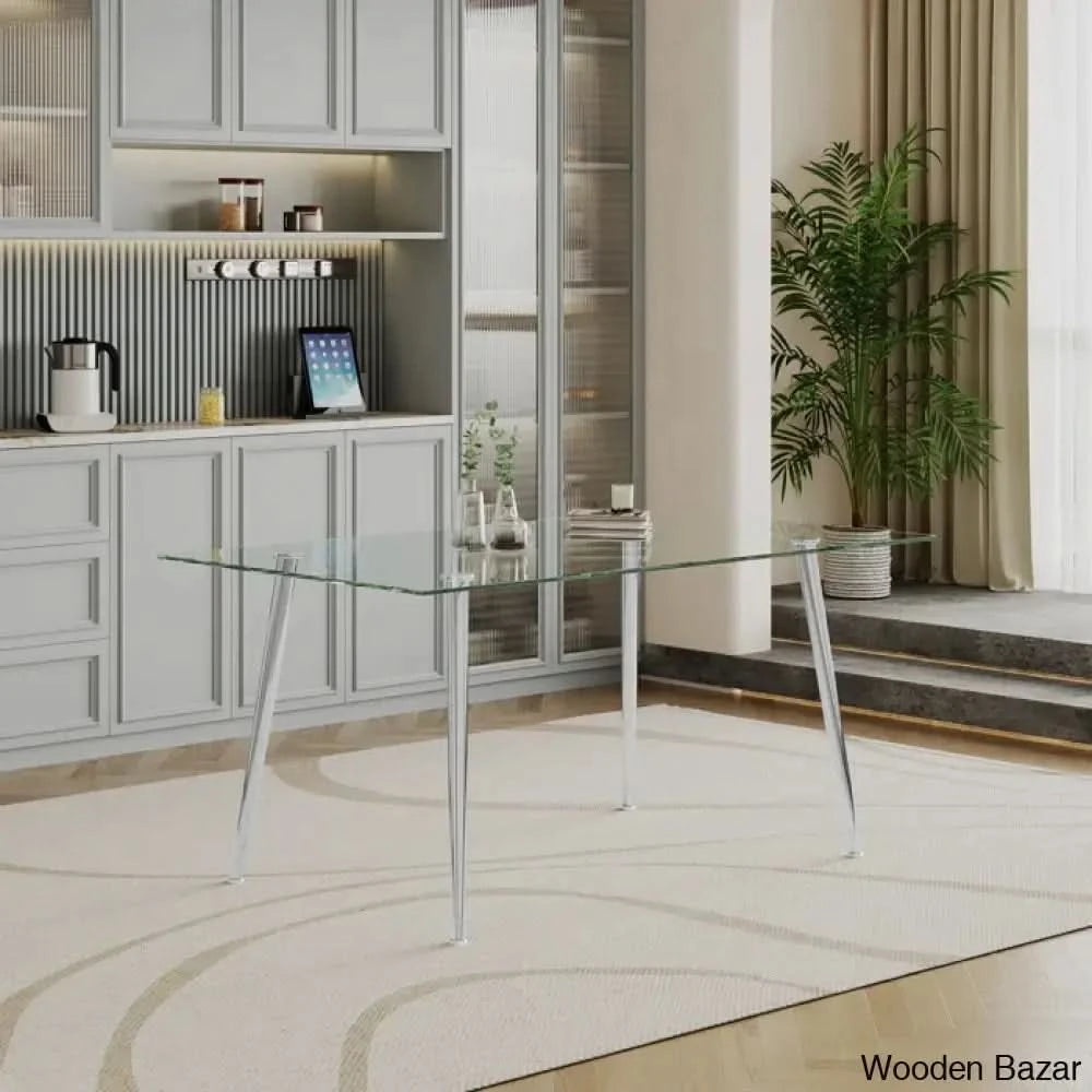 Brawley 4 & 8 Seater Dining Table Set In Glass Top