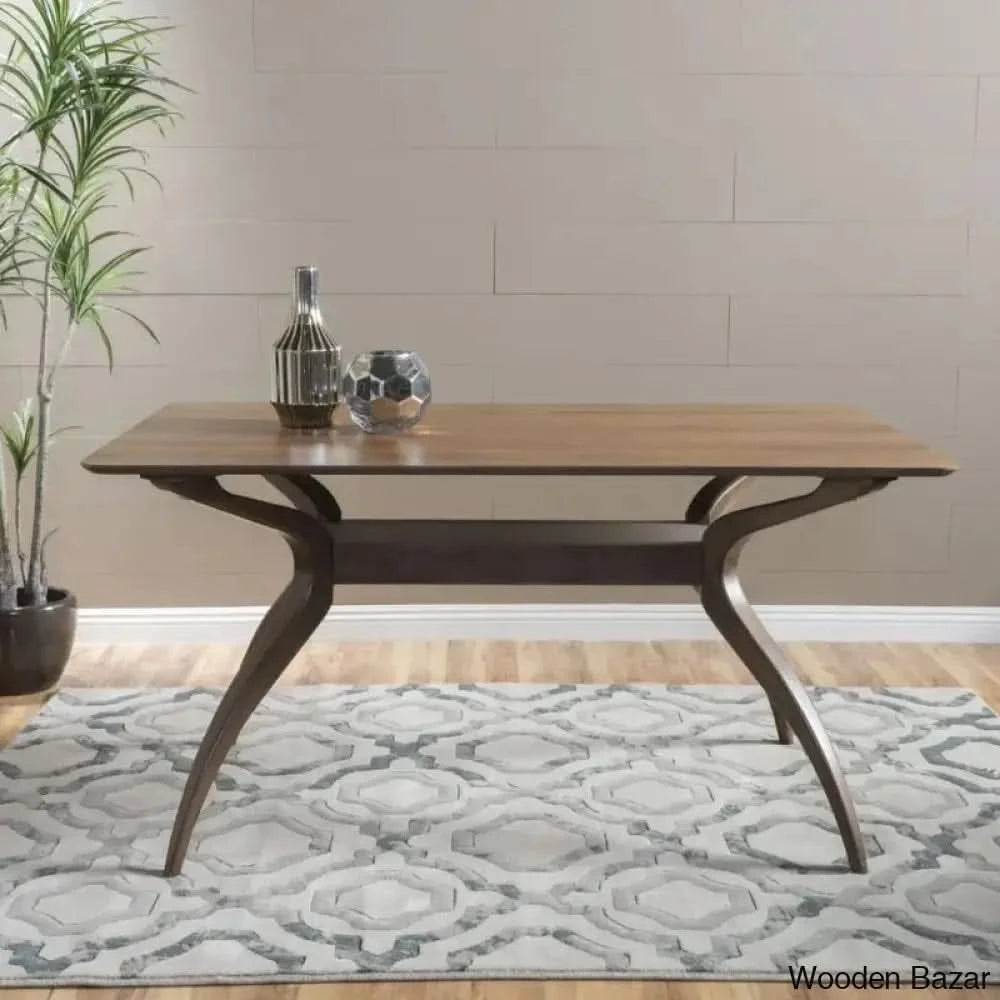 Breaker Stylish Teak Wood Dining Table With Modern Appeal Brown/Black Walnut