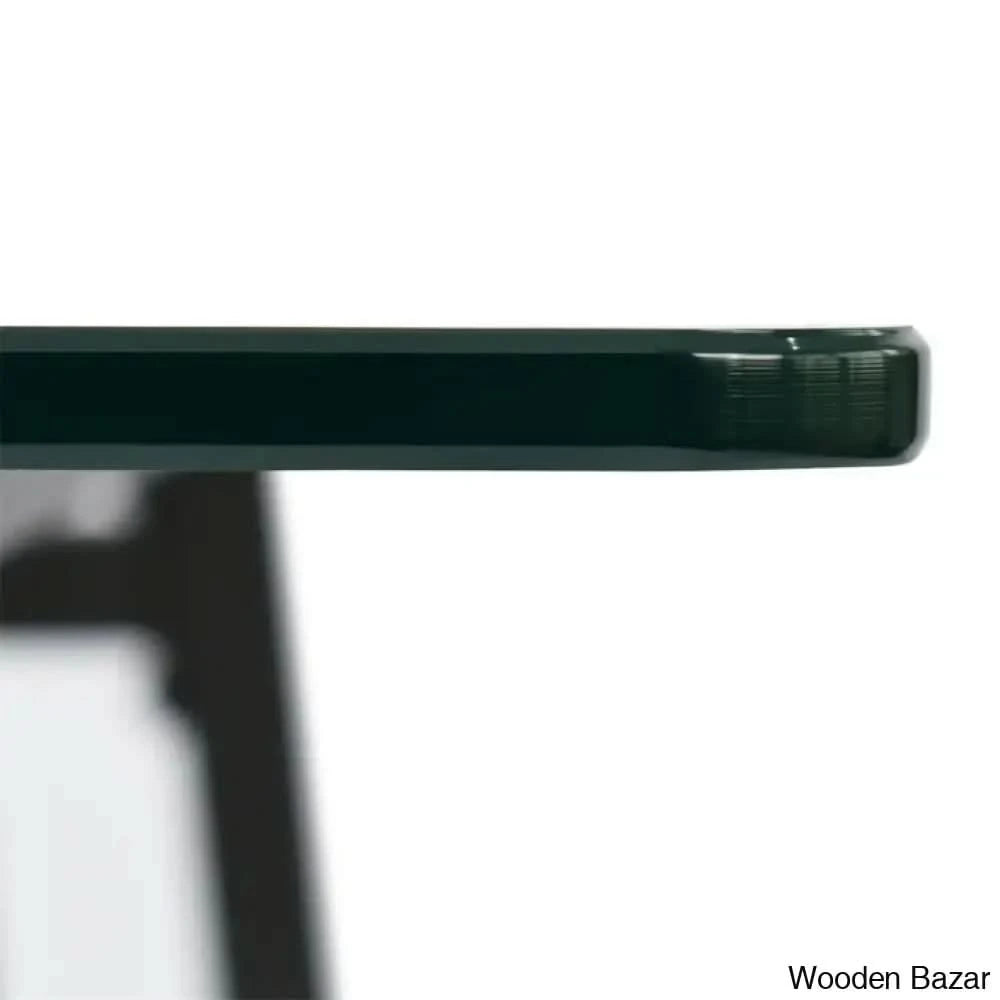 Bridle Latest 4 Seater Glass Top Trestle Dining Set - Wooden Bazar