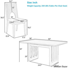 Burle Wooden 6 Seater Trestle Dining Table Set - Bazar