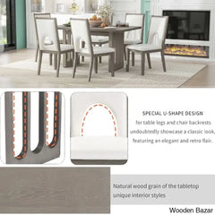 Burle Wooden 6 Seater Trestle Dining Table Set - Bazar