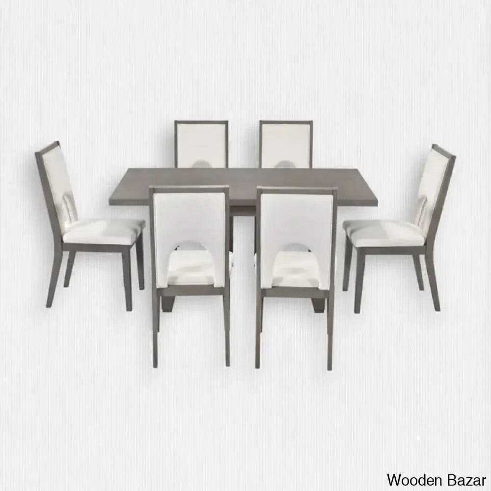 Burle Wooden 6 Seater Trestle Dining Table Set - Bazar