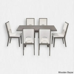 Burle Wooden 6 Seater Trestle Dining Table Set - Bazar