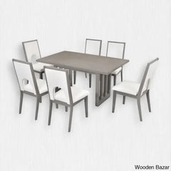 Burle Wooden 6 Seater Trestle Dining Table Set - Bazar
