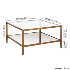 Burlingtony Glass 4 Legs Coffee And Center Table With Storage