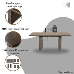 Cady 4 Seater Double Pedestal Dining Table Set - Wooden Bazar