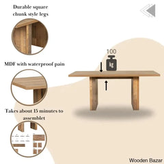 Cady 4 Seater Double Pedestal Dining Table Set - Wooden Bazar