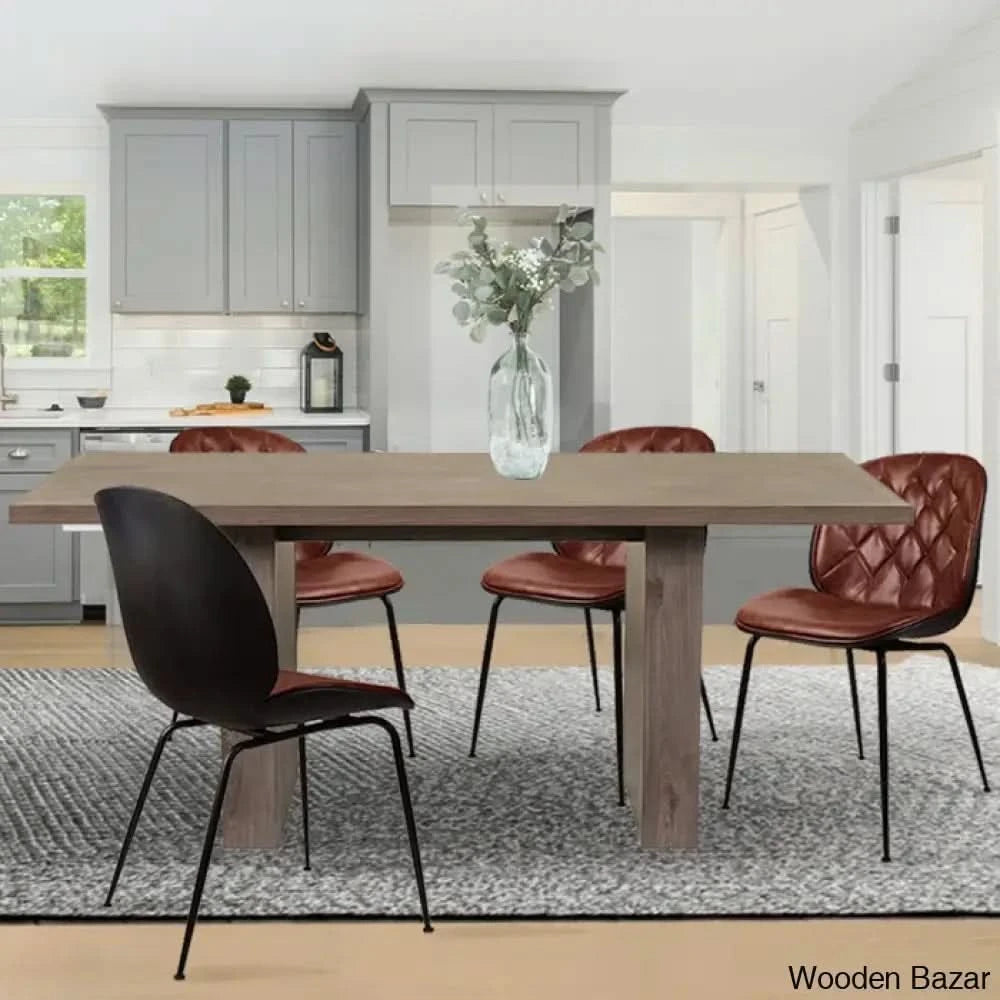 Cady 4 Seater Double Pedestal Dining Table Set - Wooden Bazar